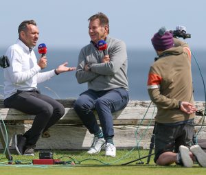 Nick Faldo at the Second Practice day of The 153rd Open Golf Championship at Royal Portrush