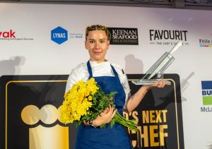 Lauma Kilgas, Senior Sous Chef at Kilronan Castle Hotel & Spa, Co. Roscommon, is crowned Ireland’s Next Top Chef 2025 after impressing the judges with a flawless three-course menu in the Grand Finale at the Balmoral Hotel, Belfast